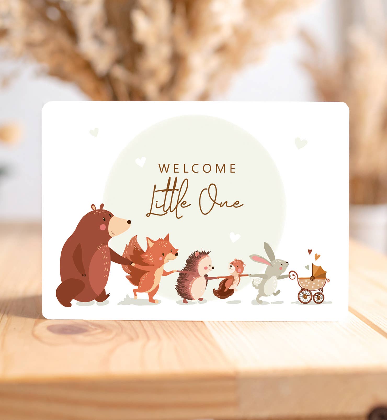 Kaart felicitatie geboorte bosdieren schattig | Kaart Aniet Illustration